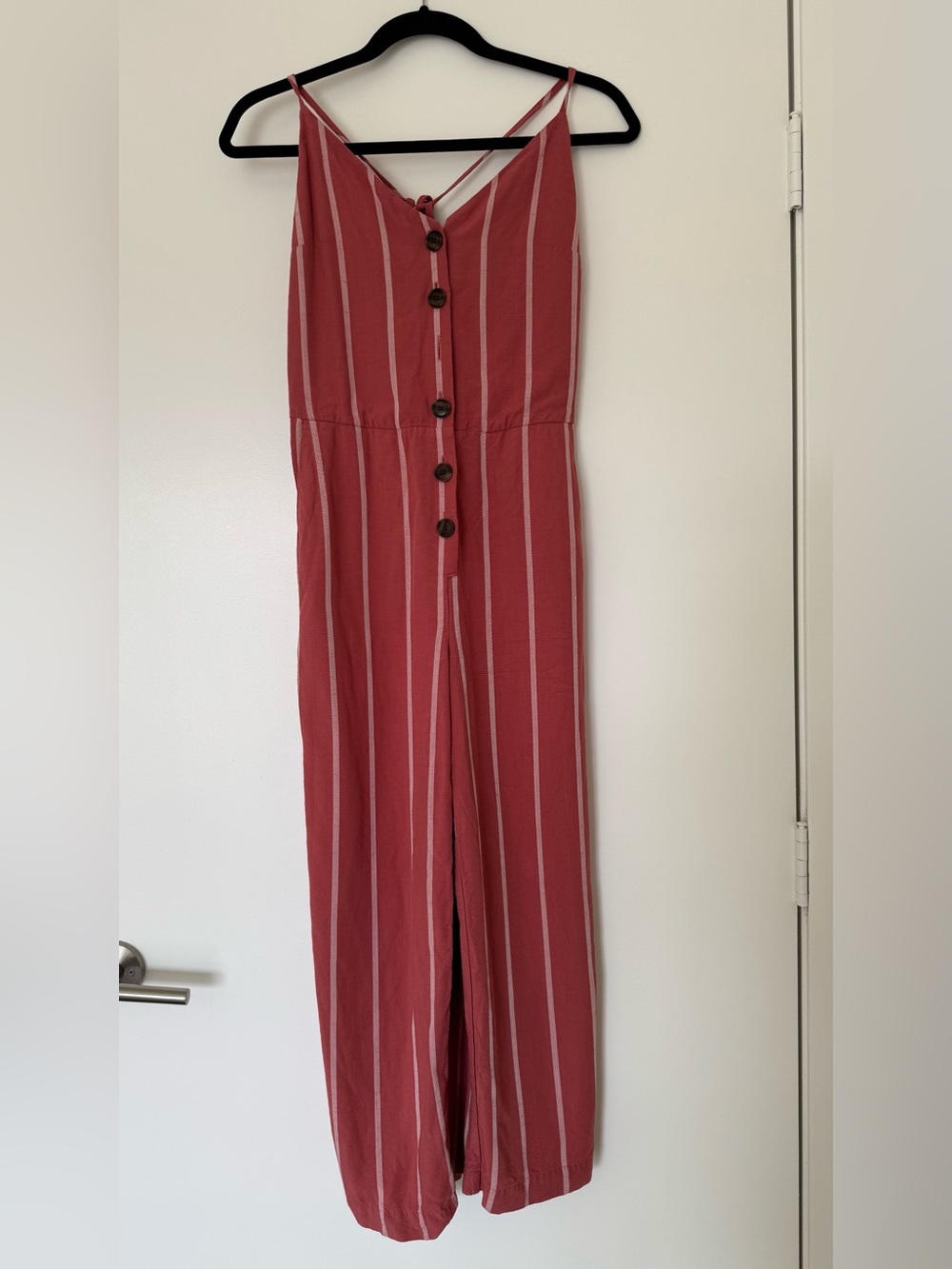 GAP Tie-Back Cami Cropped Jumpsuit Romper Pink White Stripe Size 2 - Picture 6 of 8